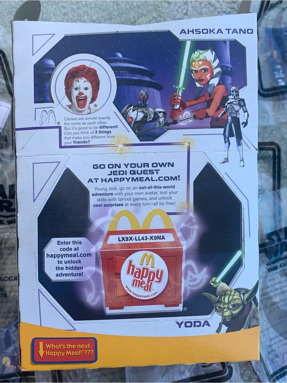 Vintage early 2000s Star Wars Mcdonalds Happy Meal box and mini toy baggies